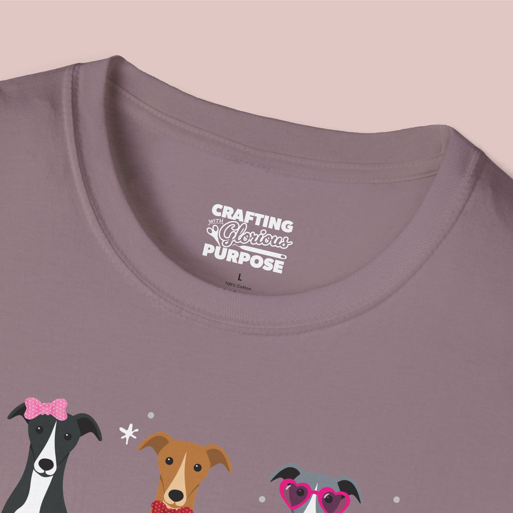 I Woof You Cute Greyhound Trio Dog Tee — Valentine's T-Shirt