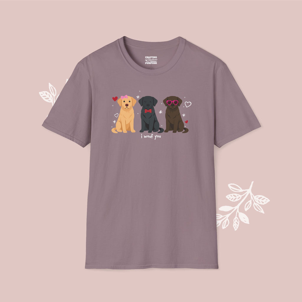 I Woof You Cute Labrador Retriever Trio Dog Tee — Valentine's T-Shirt