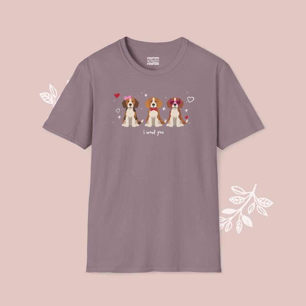 I Woof You Cute Beagle Trio Dog Tee — Valentine's T-Shirt