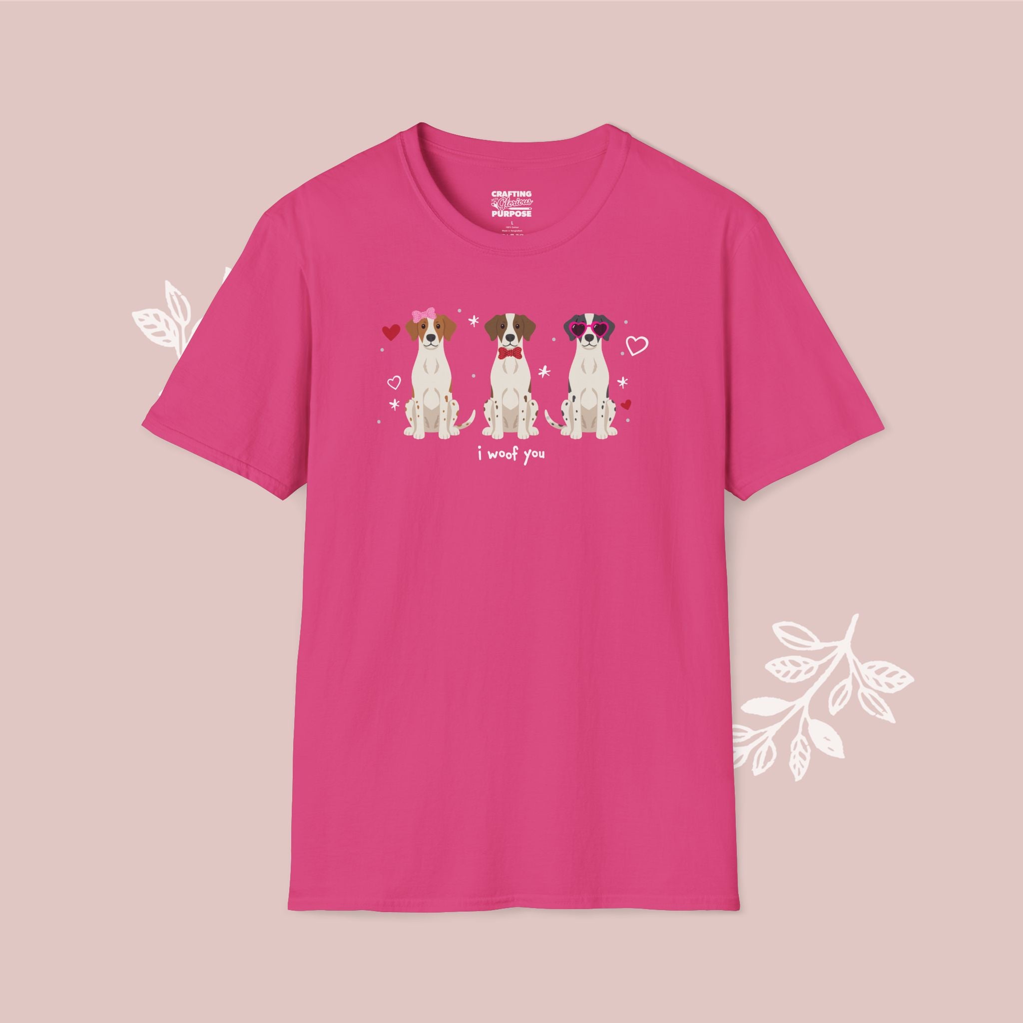 I Woof You Cute Brittany Spaniel Trio Dog Tee — Valentine's T-Shirt