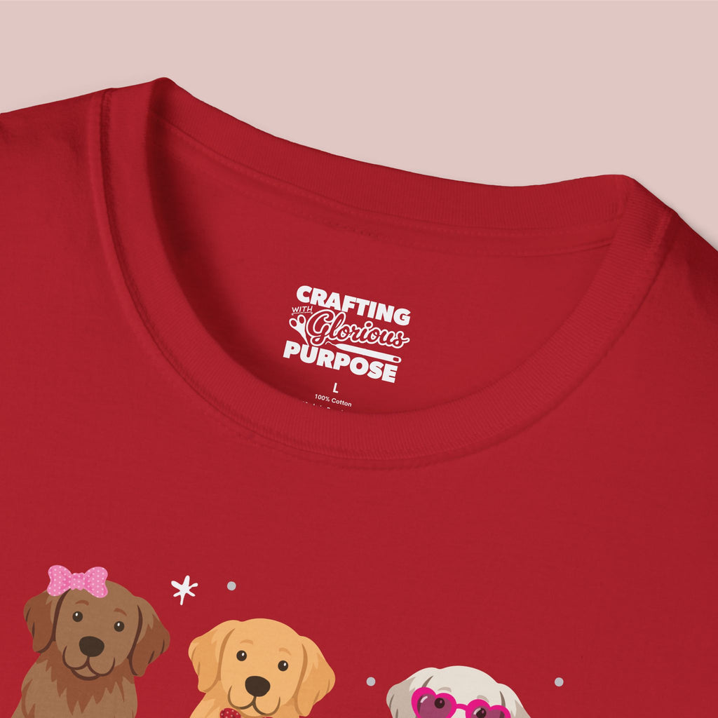 I Woof You Cute Golden Retriever Trio Dog Tee — Valentine's T-Shirt