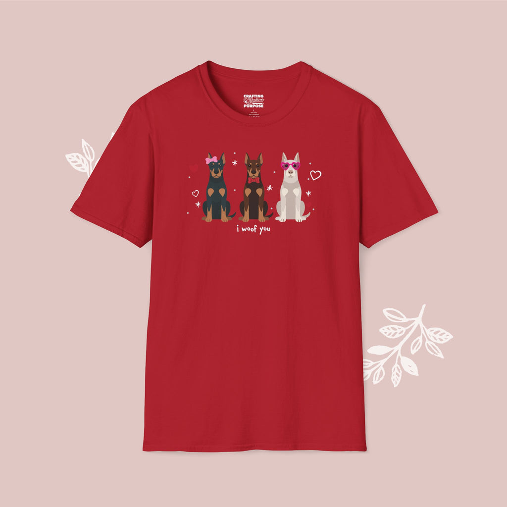 I Woof You Cute Dobermann Trio Dog Tee — Valentine's T-Shirt