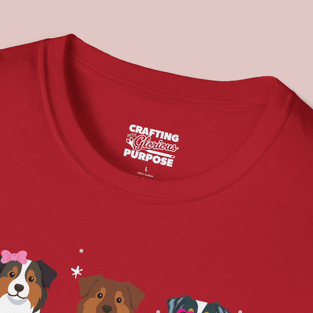 I Woof You Cute Australian Shepherd Trio Dog Tee — Valentine's T-Shirt