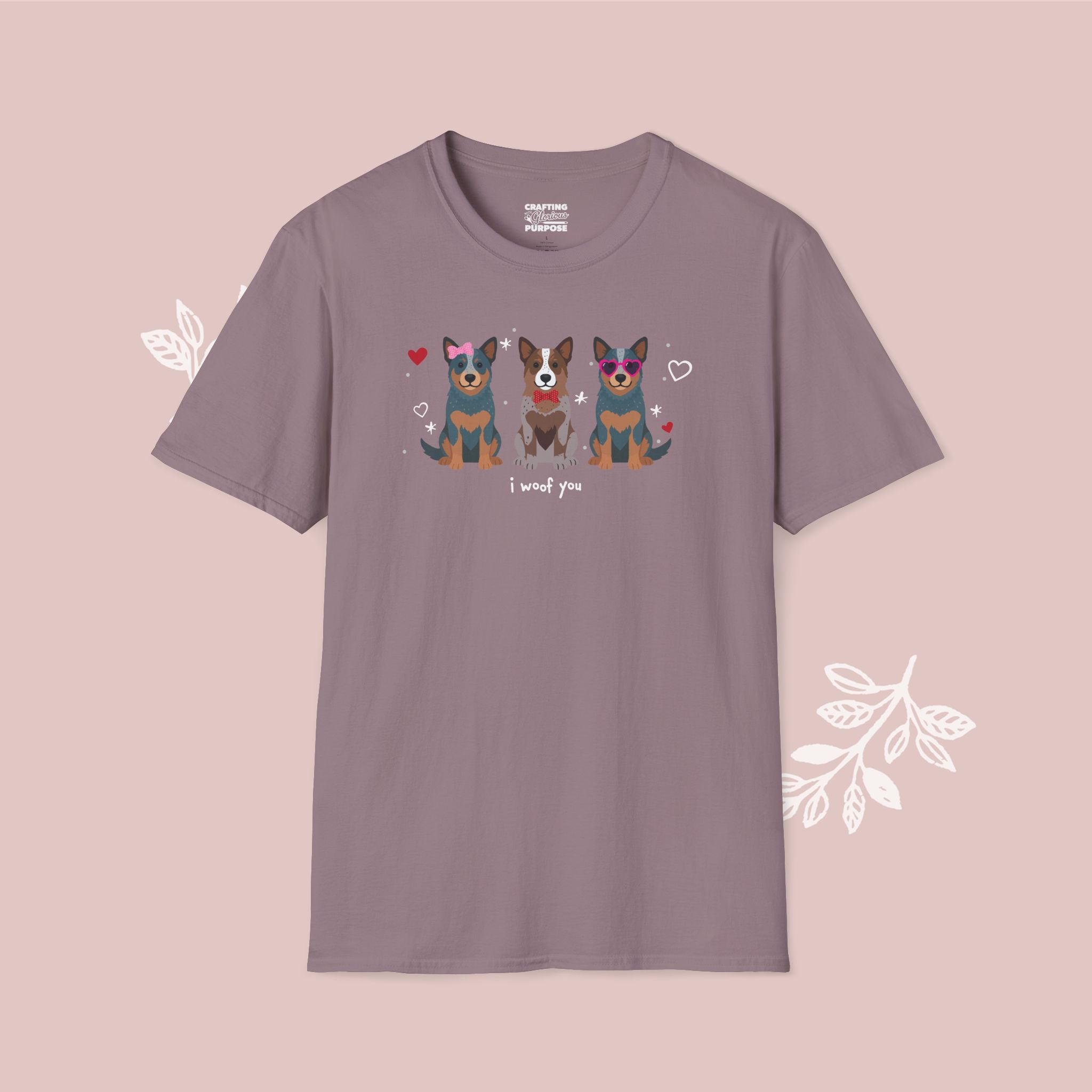 I Woof You Cute Australian Cattledog Trio Dog Tee — Valentine's T-Shirt