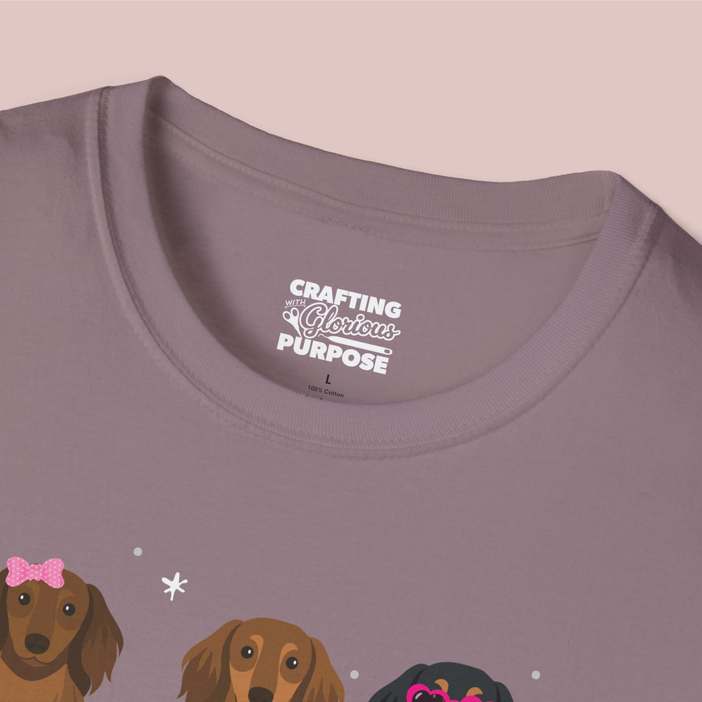 I Woof You Cute Dachshund (Long Haired) Trio Dog Tee — Valentine's T-Shirt
