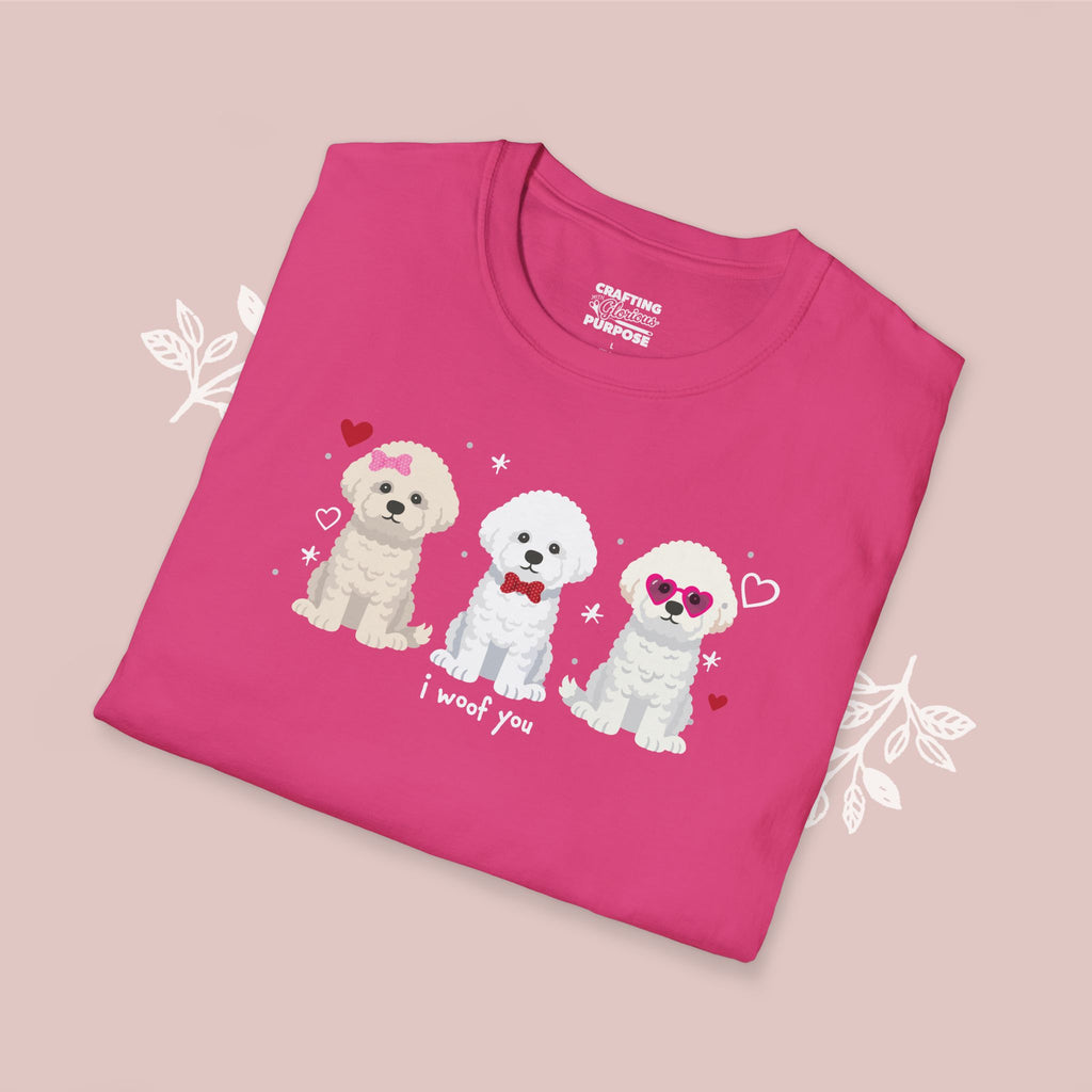 I Woof You Cute Bichon Frise Trio Dog Tee — Valentine's T-Shirt