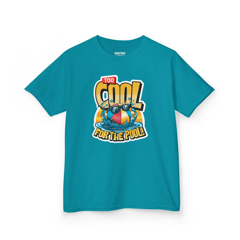Kids Tee — "Too Cool for the Pool" Retro Pool Float Graphic