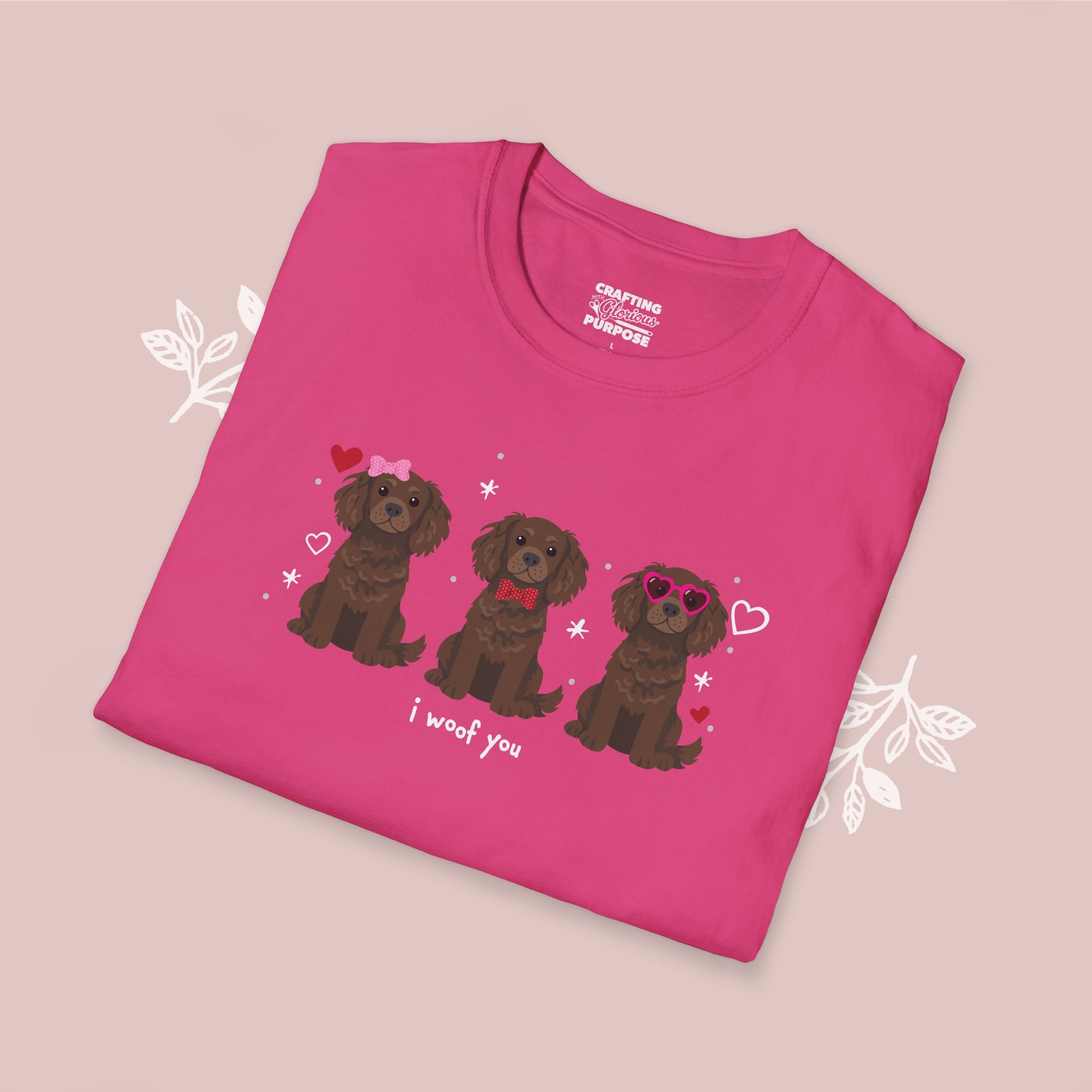 I Woof You Cute Boykin Spaniel Trio Dog Tee — Valentine's T-Shirt