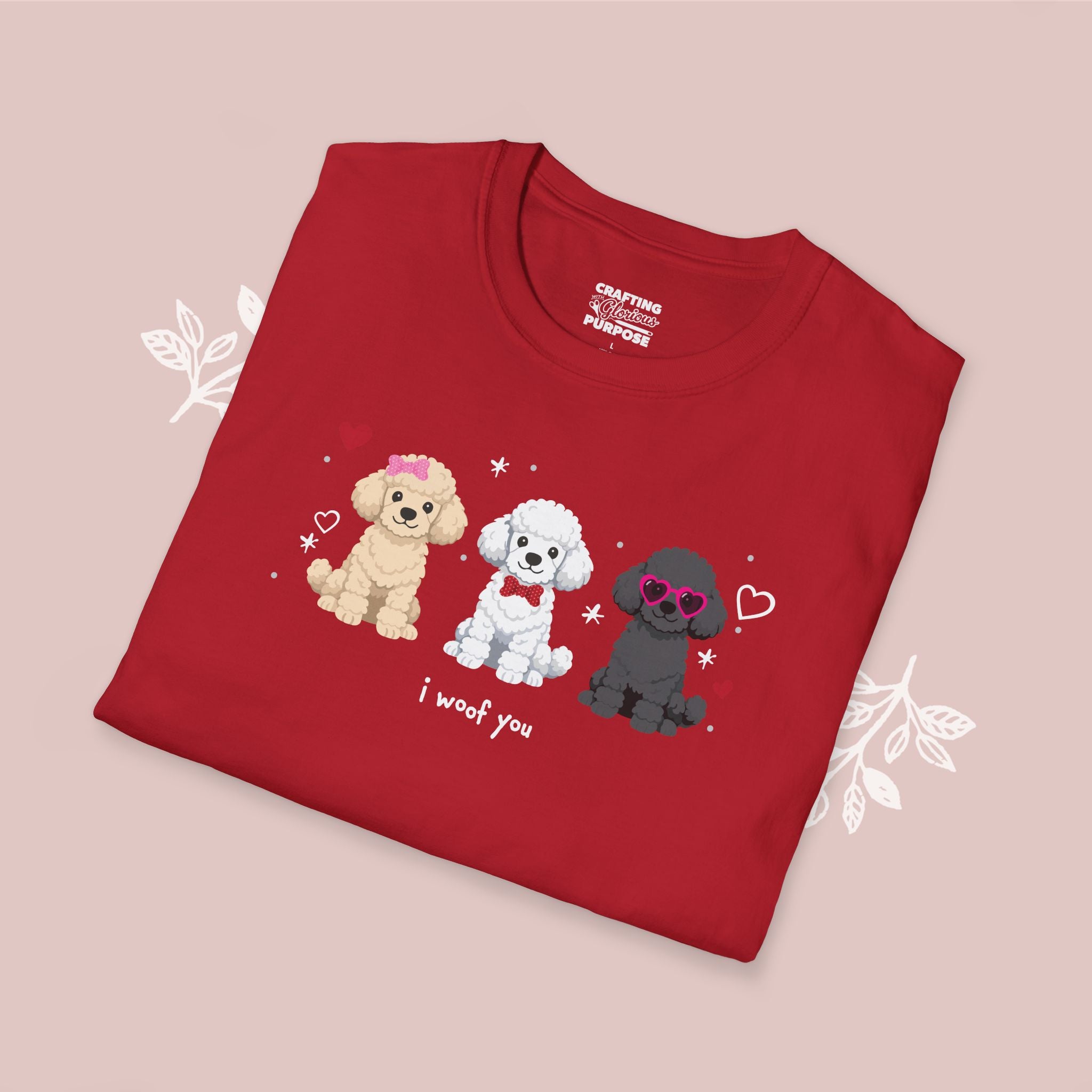 I Woof You Cute Poodle Trio Dog Tee — Valentine's T-Shirt