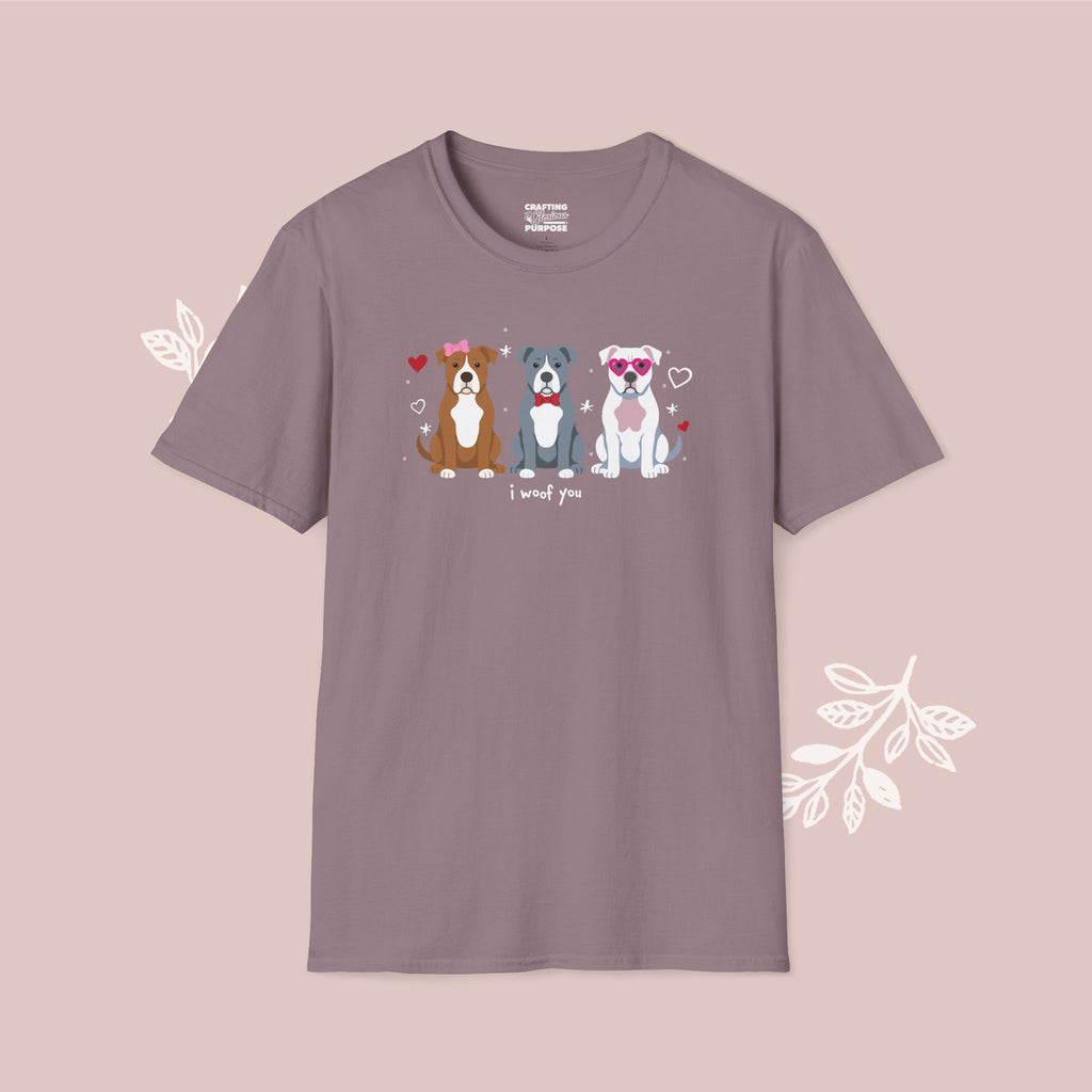 I Woof You Cute Pitbull Trio Dog Tee — Valentine's T-Shirt
