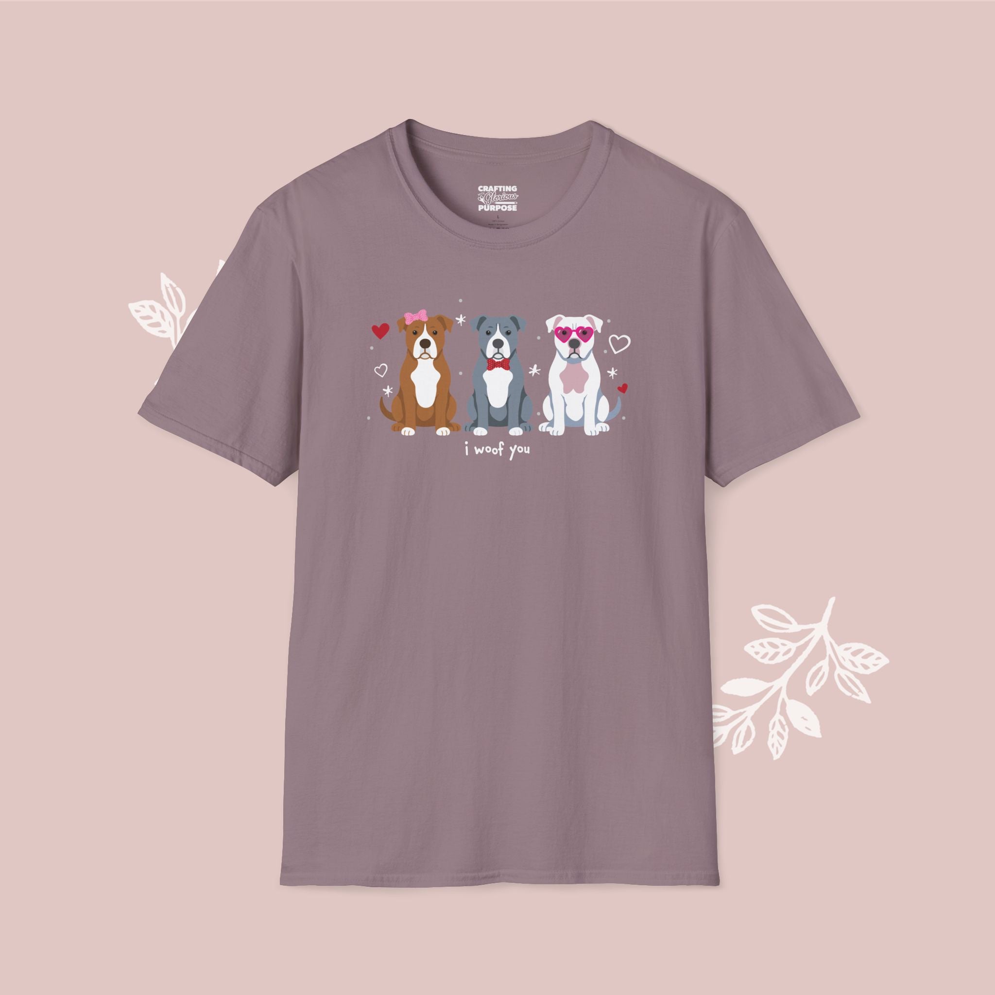 I Woof You Cute Pitbull Trio Dog Tee — Valentine's T-Shirt
