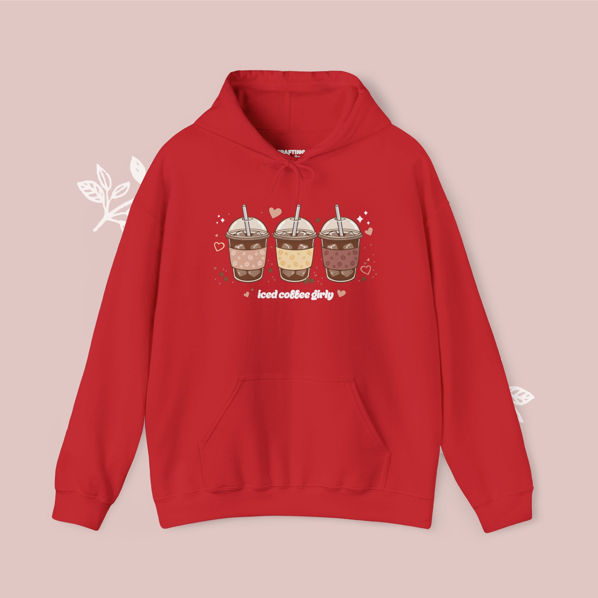 Iced Coffee Girly Unisex Heavy Blend Sweatshirt - Cute Coffee Gift for Her - Comfort Colors Style Pullover