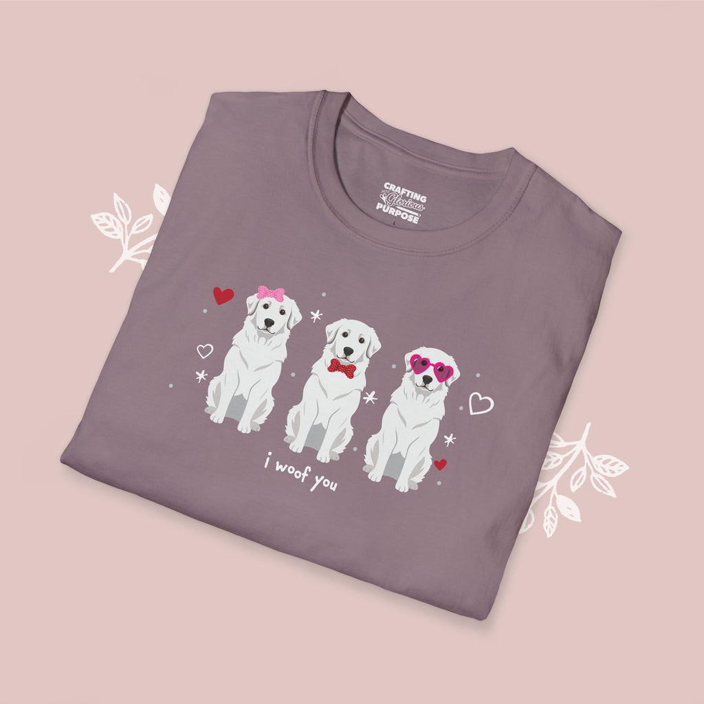 I Woof You Cute Great Pyrenees Trio Dog Tee — Valentine's T-Shirt