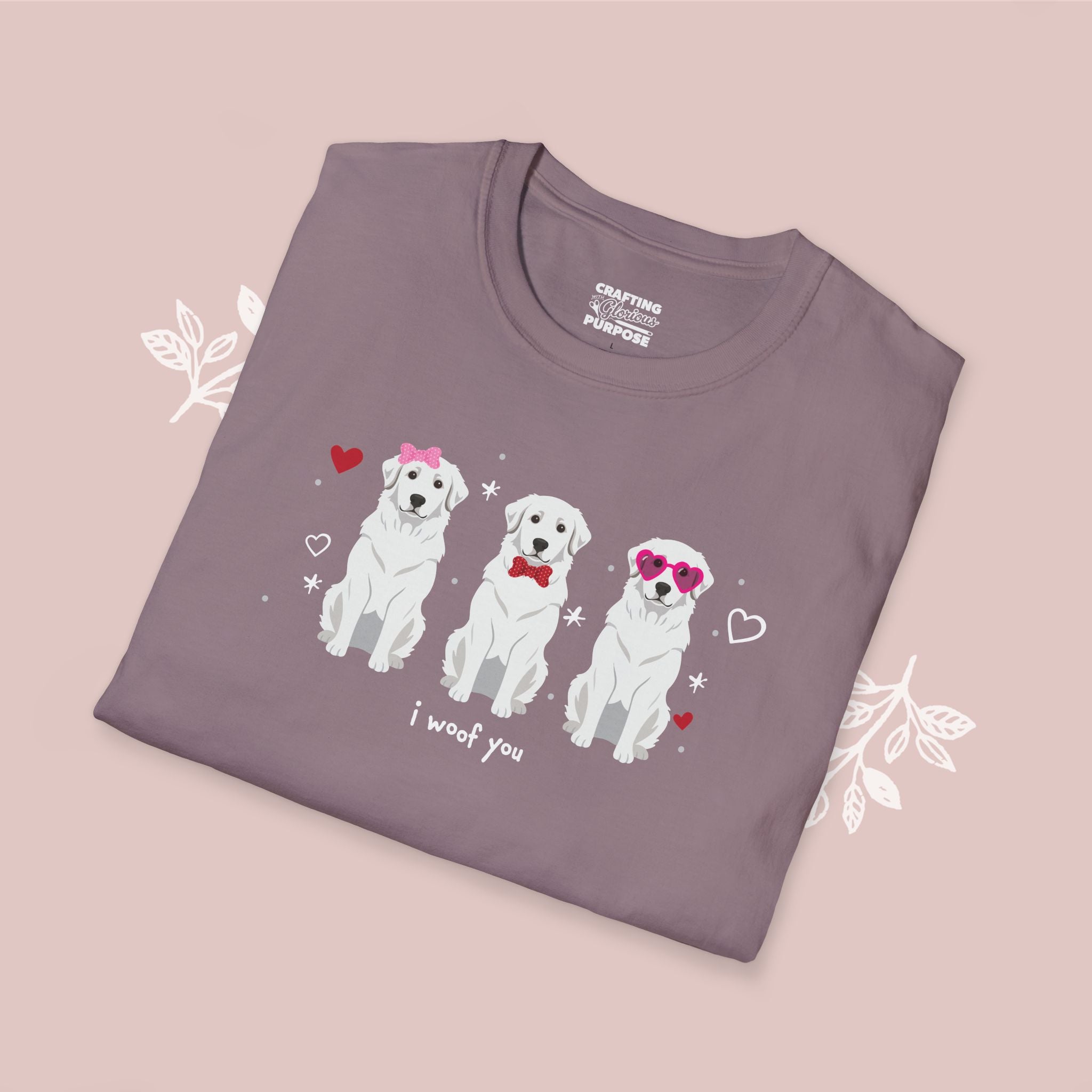 I Woof You Cute Great Pyrenees Trio Dog Tee — Valentine's T-Shirt