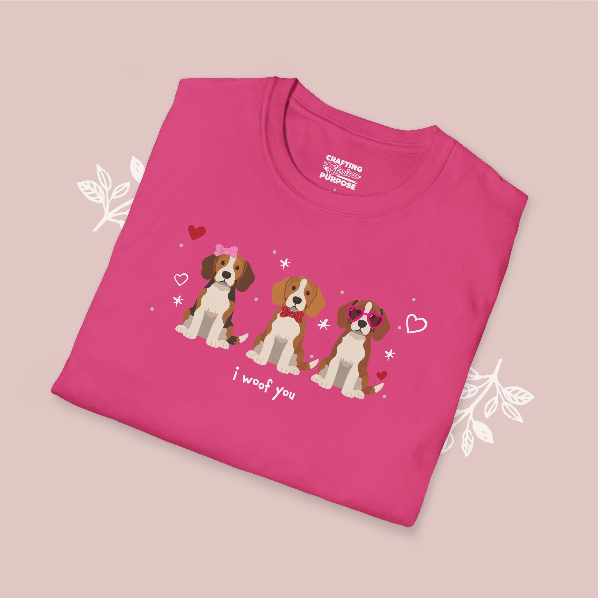I Woof You Cute Beagle Trio Dog Tee — Valentine's T-Shirt