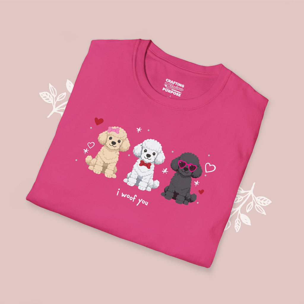 I Woof You Cute Poodle Trio Dog Tee — Valentine's T-Shirt