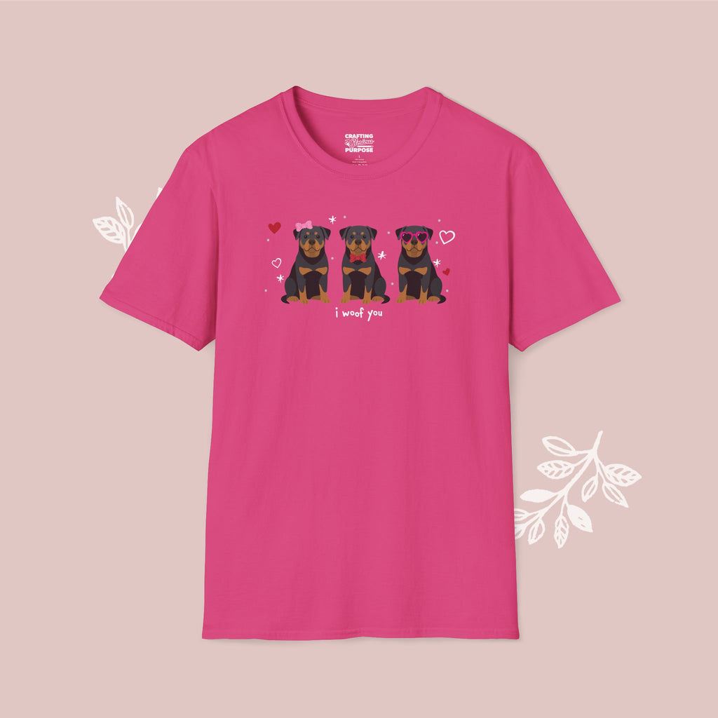 I Woof You Cute Rottweiler Trio Dog Tee — Valentine's T-Shirt