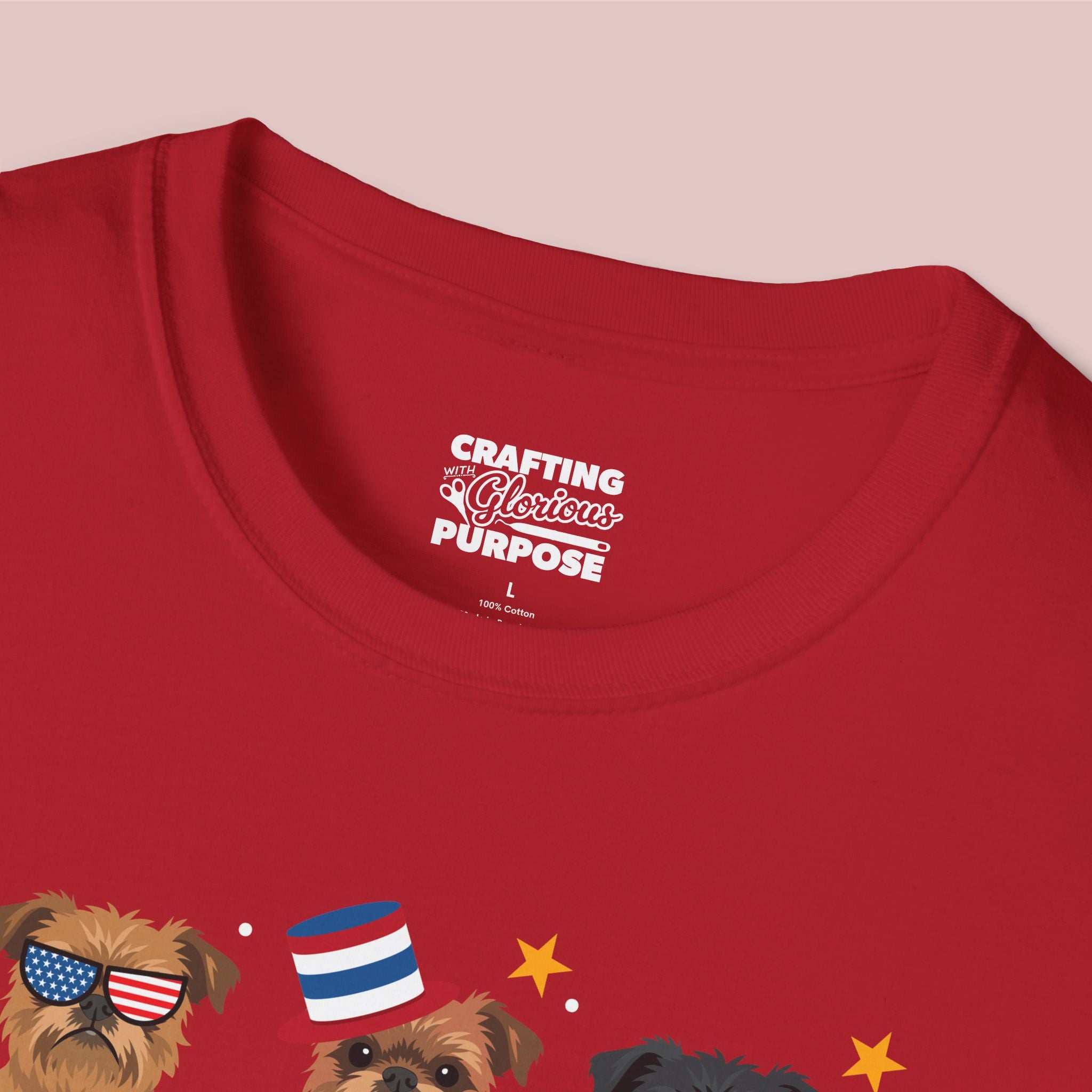 Brussels Griffon Patriotic Dog Trio T-Shirt — 'Red, White & Woof' Cute America Graphic Tee