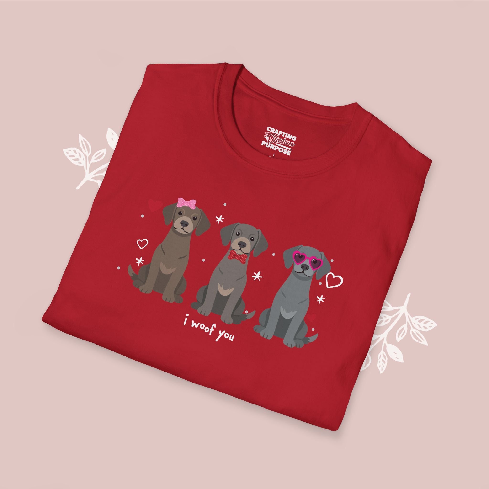 I Woof You Cute Weimaraner Trio Dog Tee — Valentine's T-Shirt