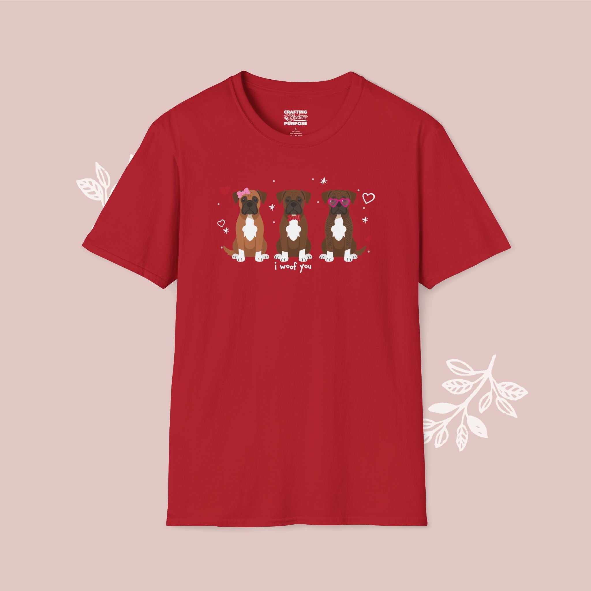 I Woof You Cute Boxer Trio Dog Tee — Valentine's T-Shirt