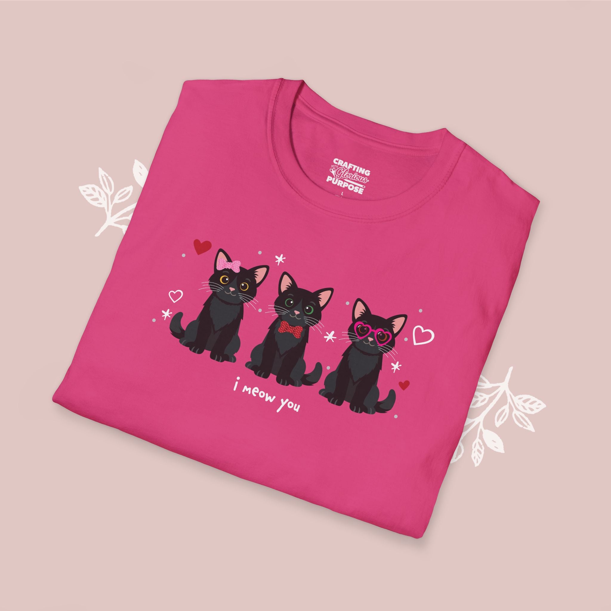 I Meow You Cute Black Short Haired Trio Cat Tee — Valentine's T-Shirt