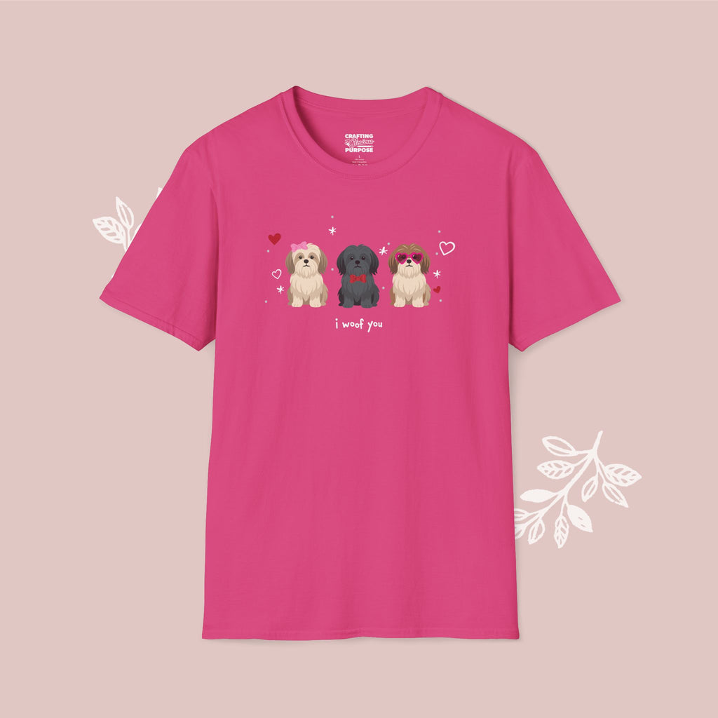 I Woof You Cute Lhasa Aspo Trio Dog Tee — Valentine's T-Shirt