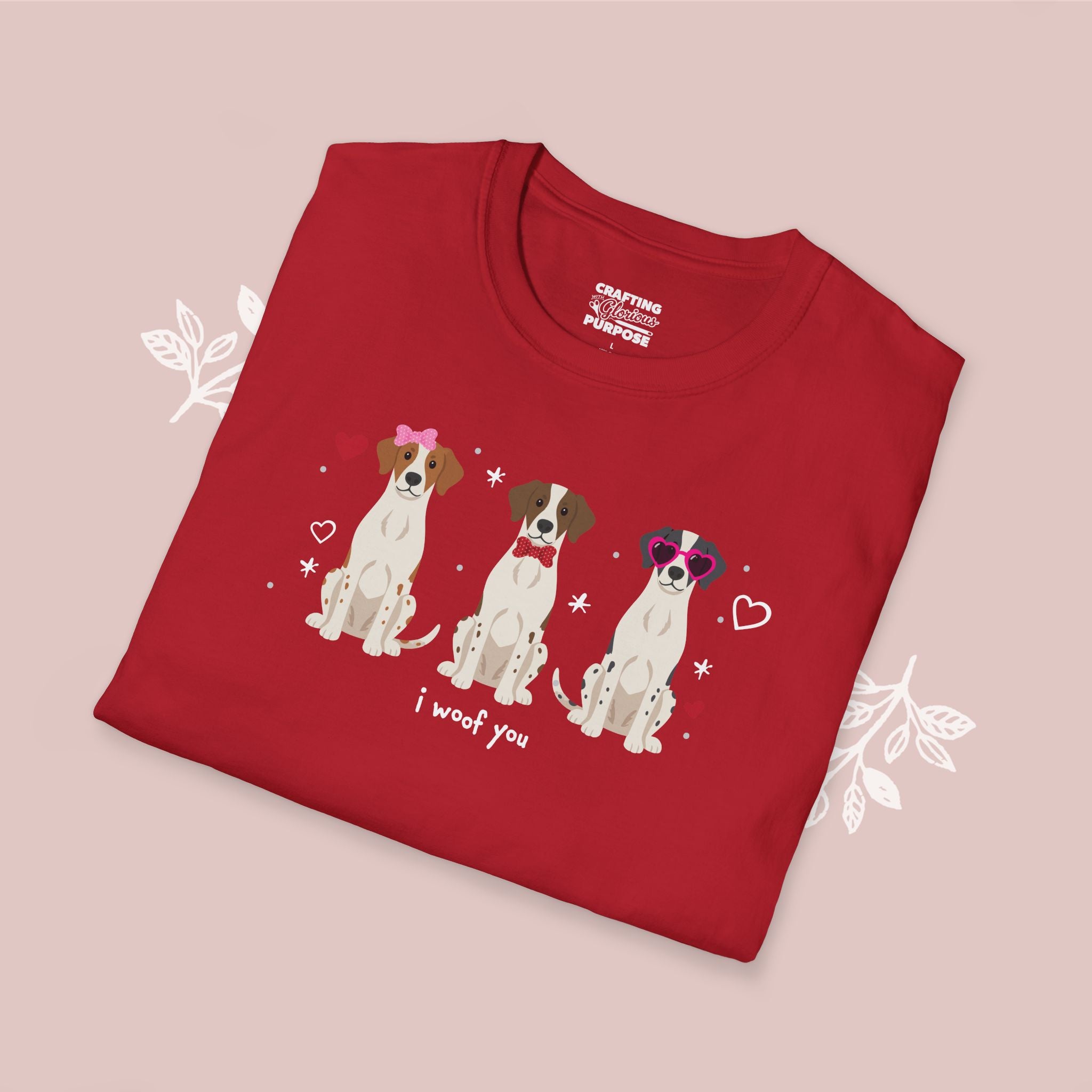 I Woof You Cute Brittany Spaniel Trio Dog Tee — Valentine's T-Shirt