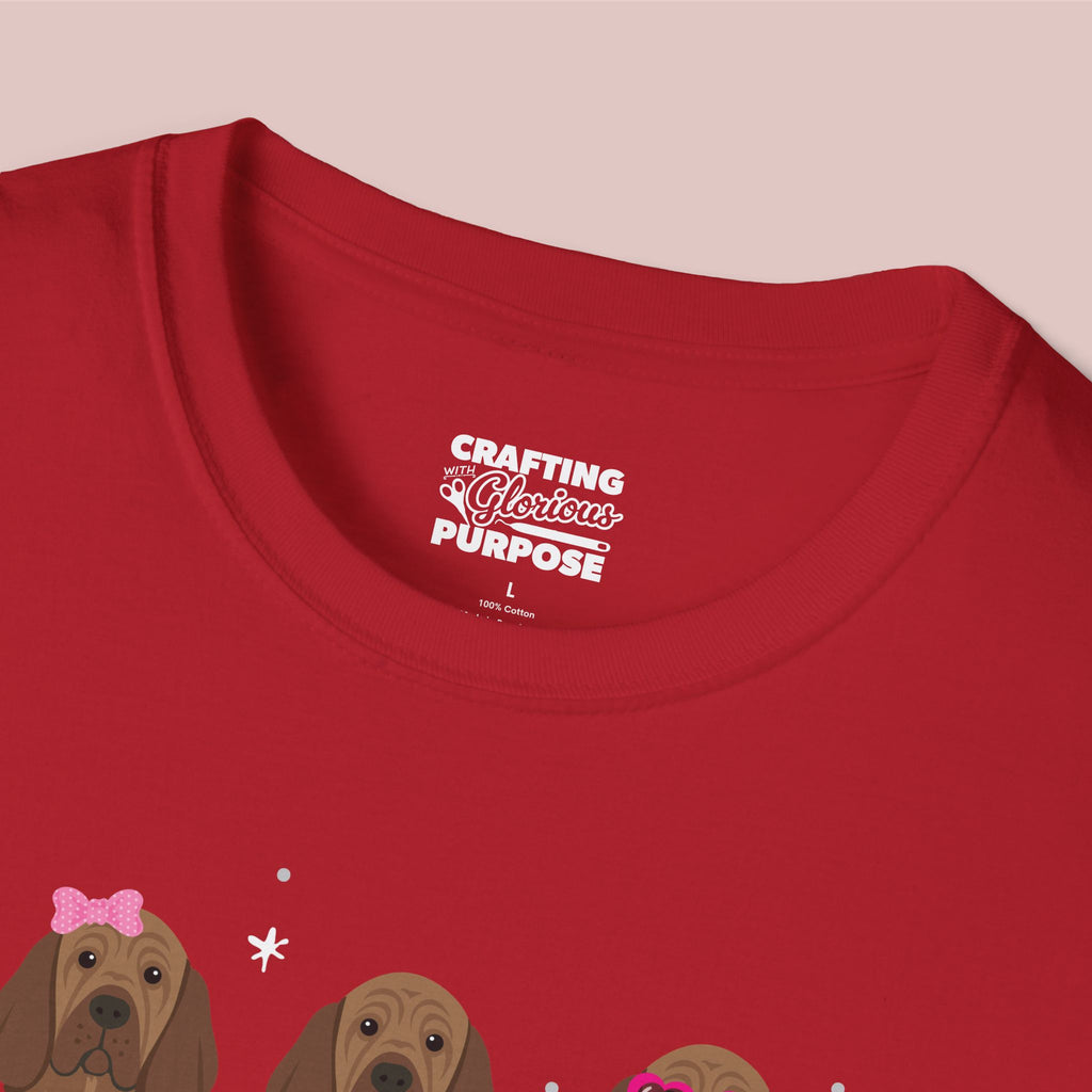 I Woof You Cute Bloodhound Trio Dog Tee — Valentine's T-Shirt