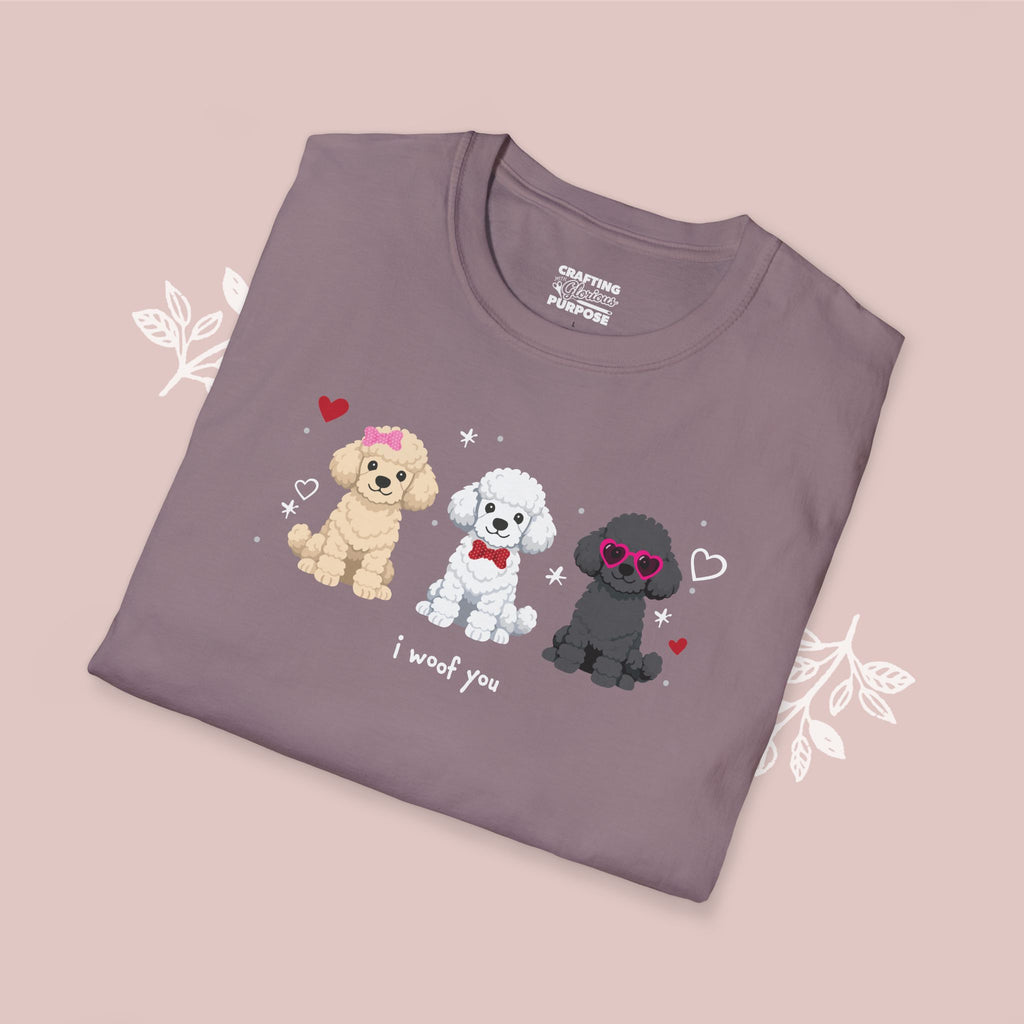 I Woof You Cute Poodle Trio Dog Tee — Valentine's T-Shirt
