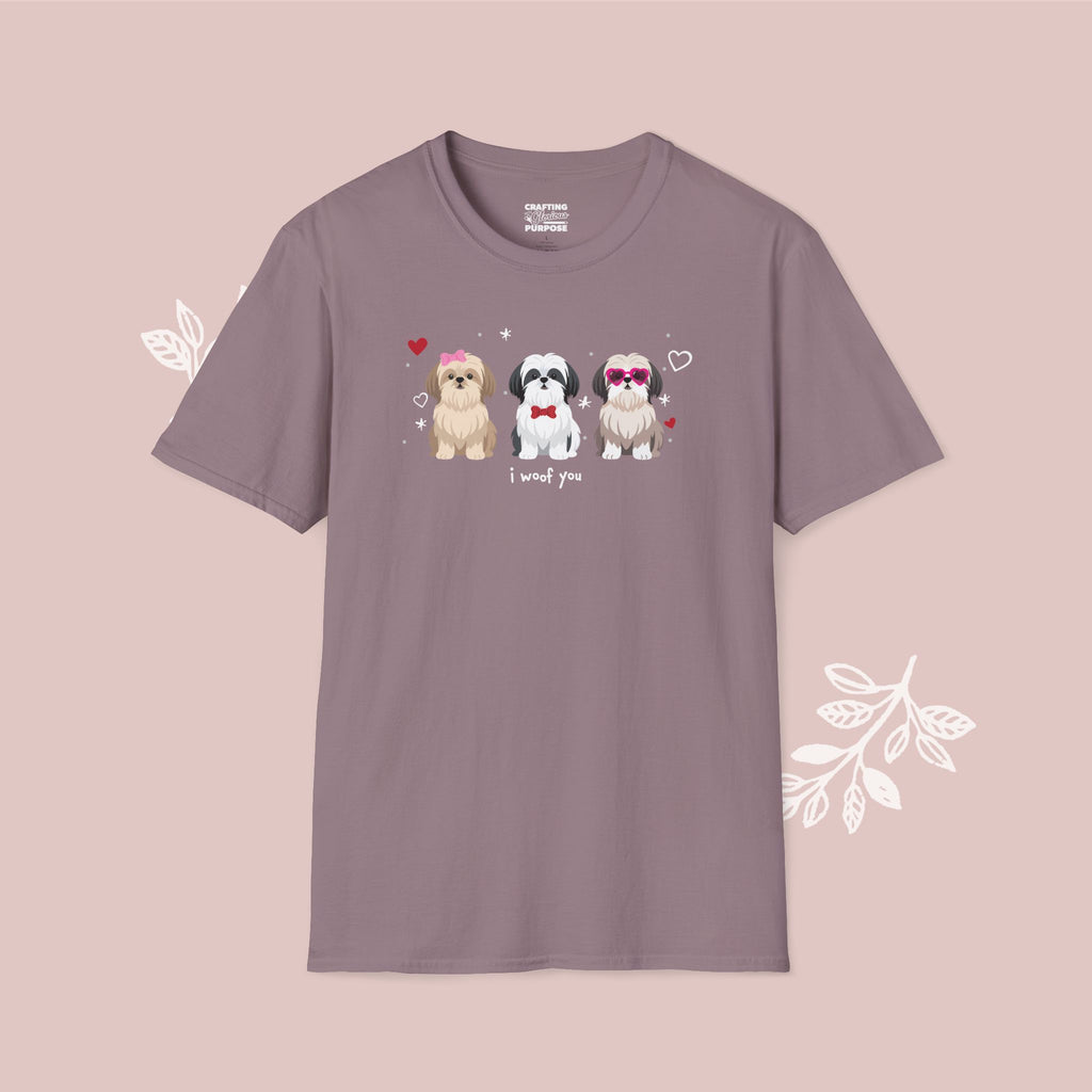 I Woof You Cute Shih Tzu Trio Dog Tee — Valentine's T-Shirt