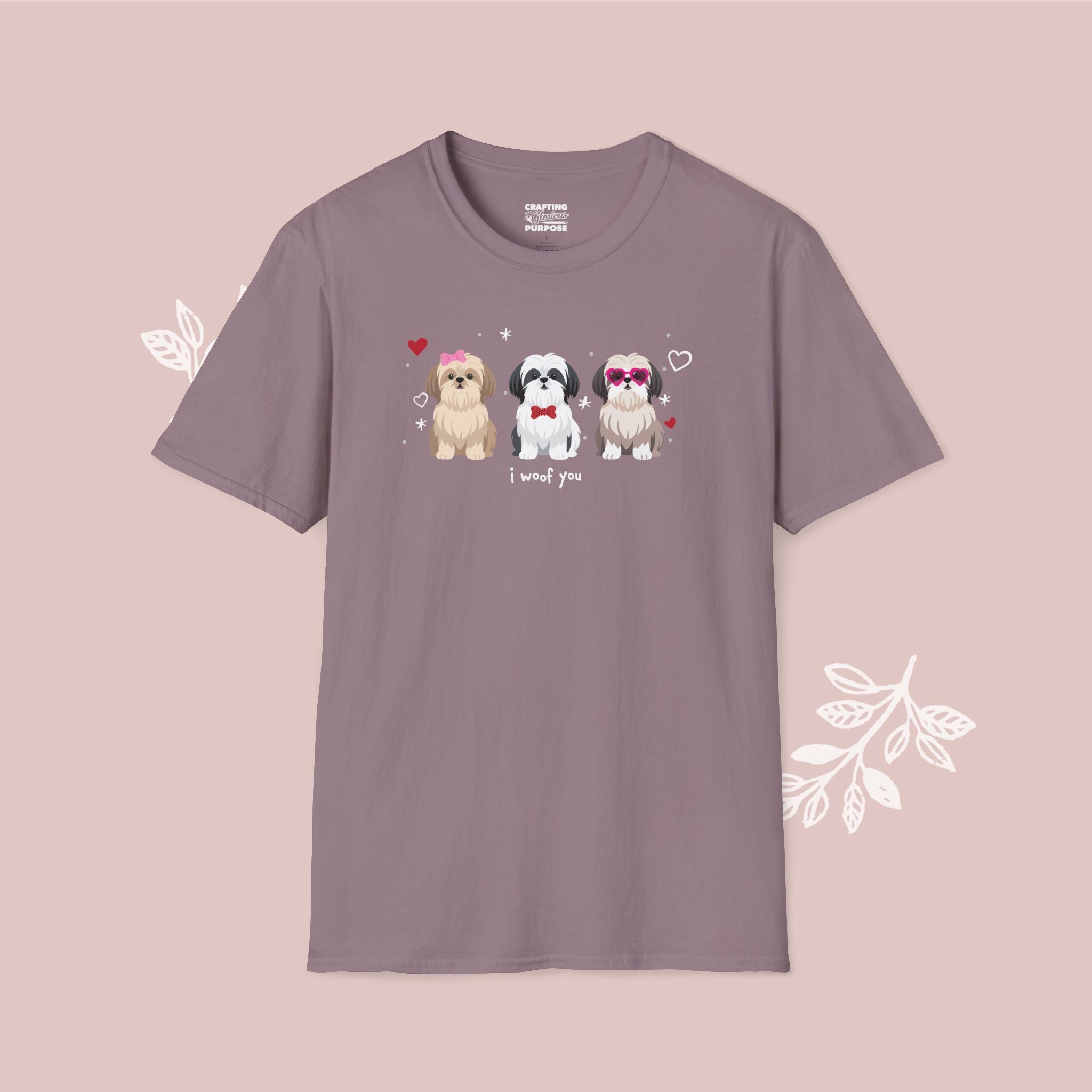 I Woof You Cute Shih Tzu Trio Dog Tee — Valentine's T-Shirt