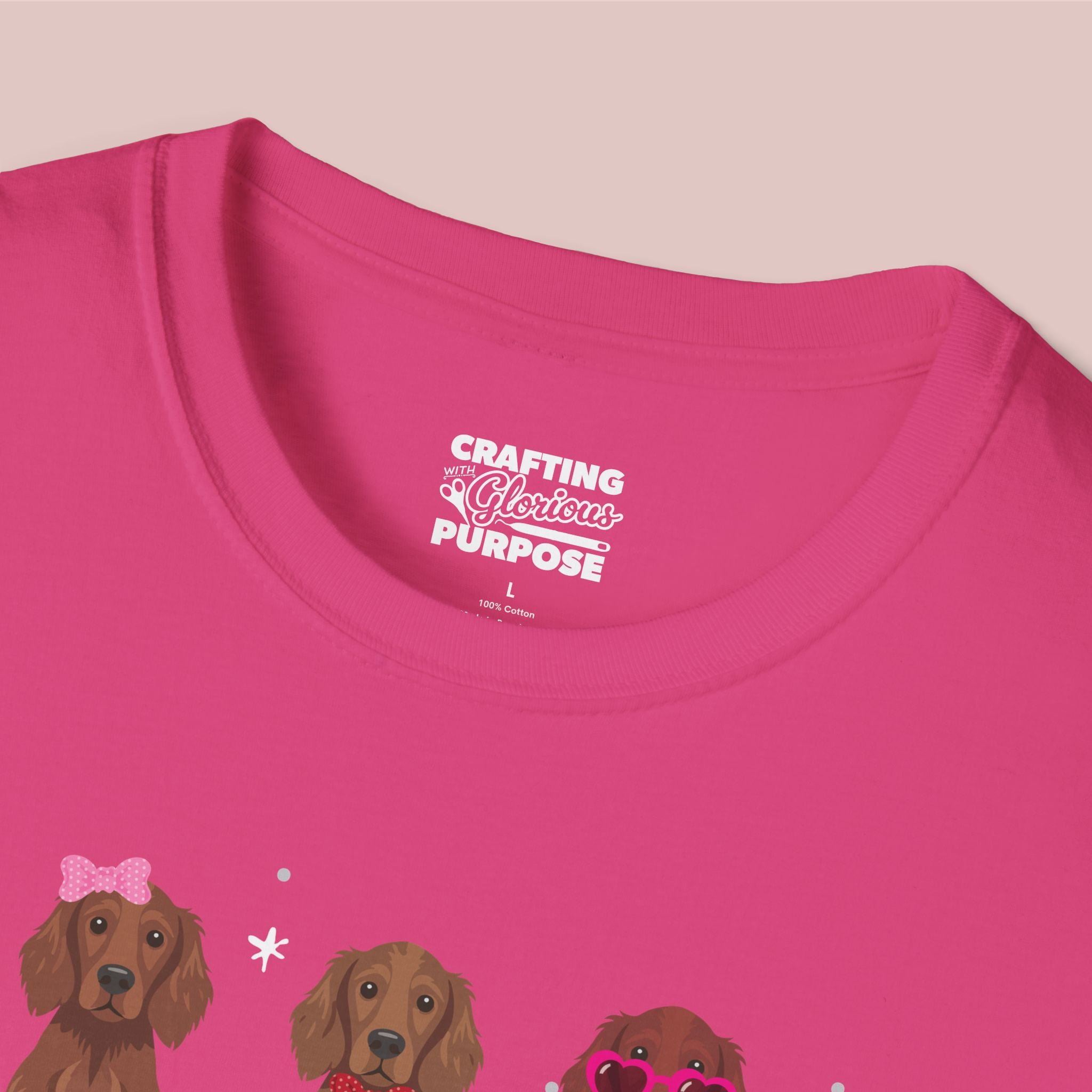 I Woof You Cute Irish Setter Trio Dog Tee — Valentine's T-Shirt