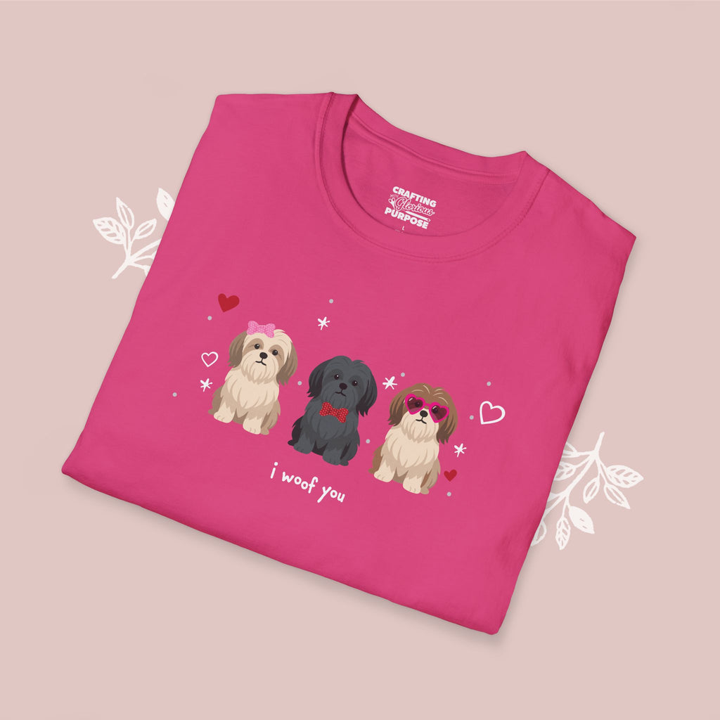 I Woof You Cute Lhasa Aspo Trio Dog Tee — Valentine's T-Shirt