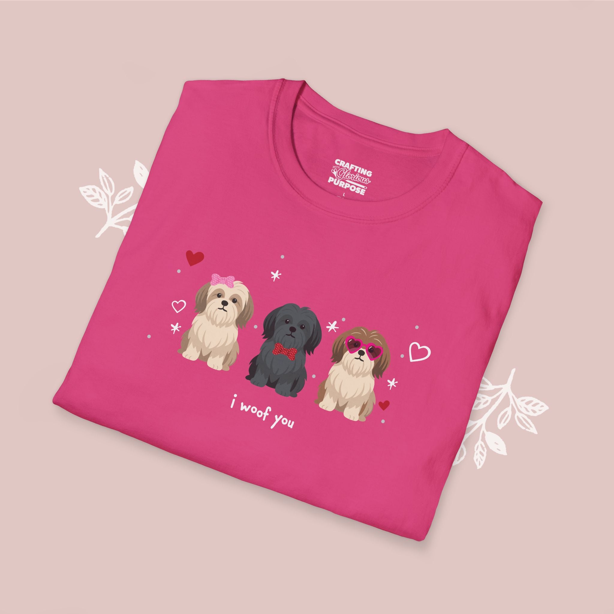 I Woof You Cute Lhasa Aspo Trio Dog Tee — Valentine's T-Shirt