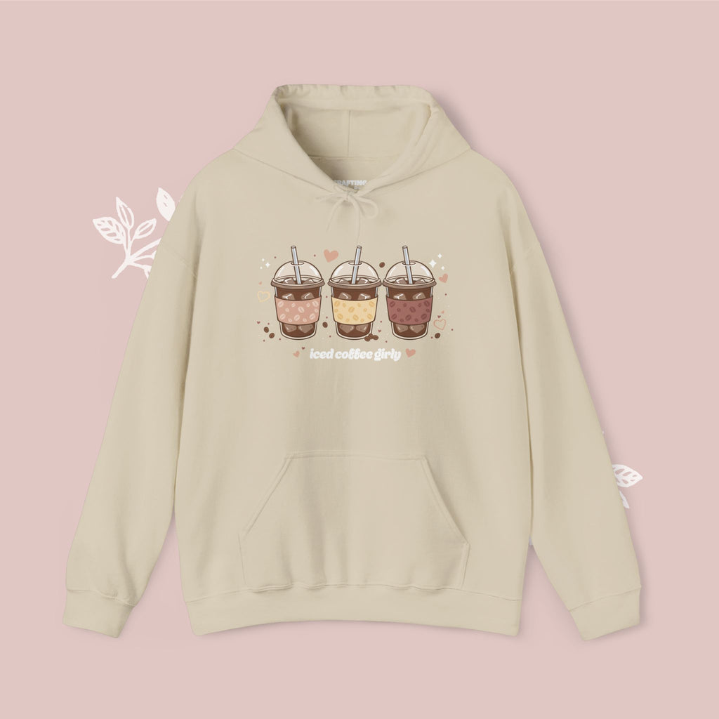 Iced Coffee Girly Unisex Heavy Blend Sweatshirt - Cute Coffee Gift for Her - Comfort Colors Style Pullover
