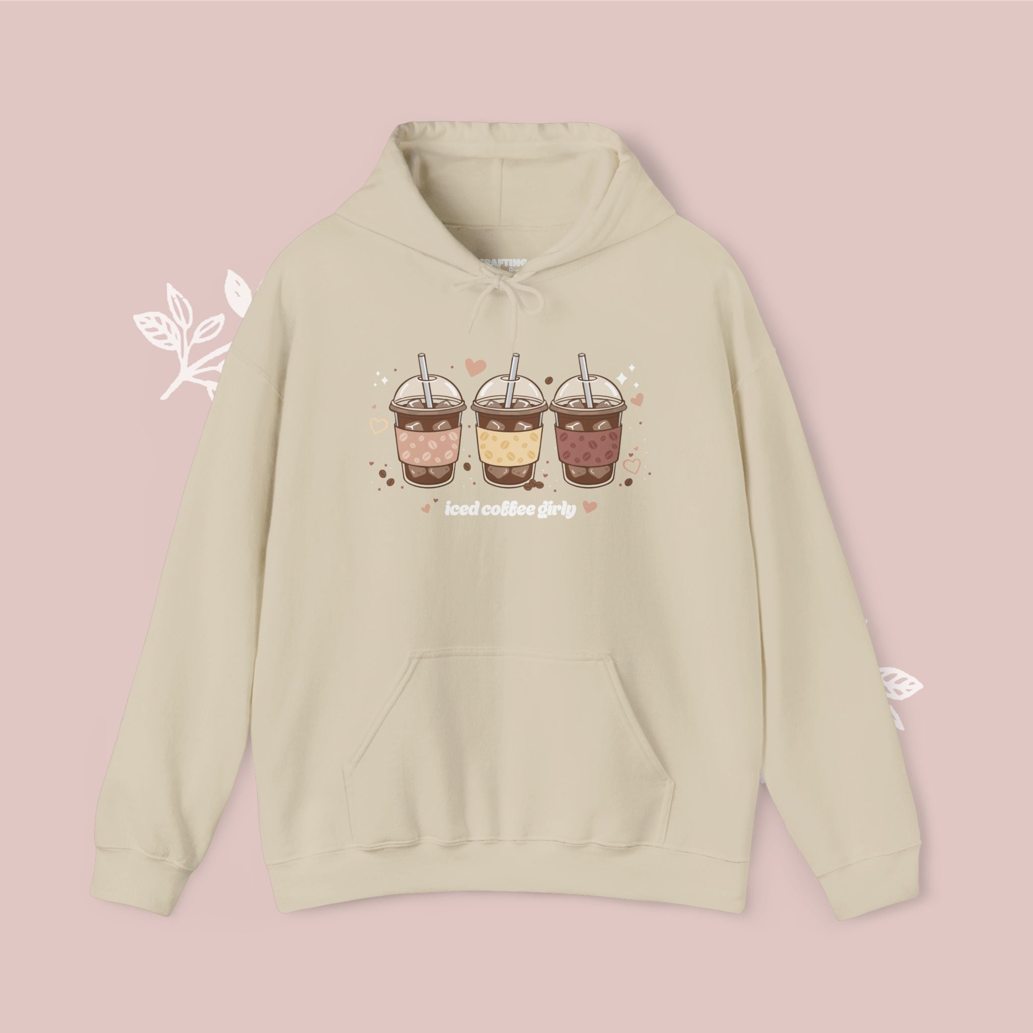 Iced Coffee Girly Unisex Heavy Blend Sweatshirt - Cute Coffee Gift for Her - Comfort Colors Style Pullover