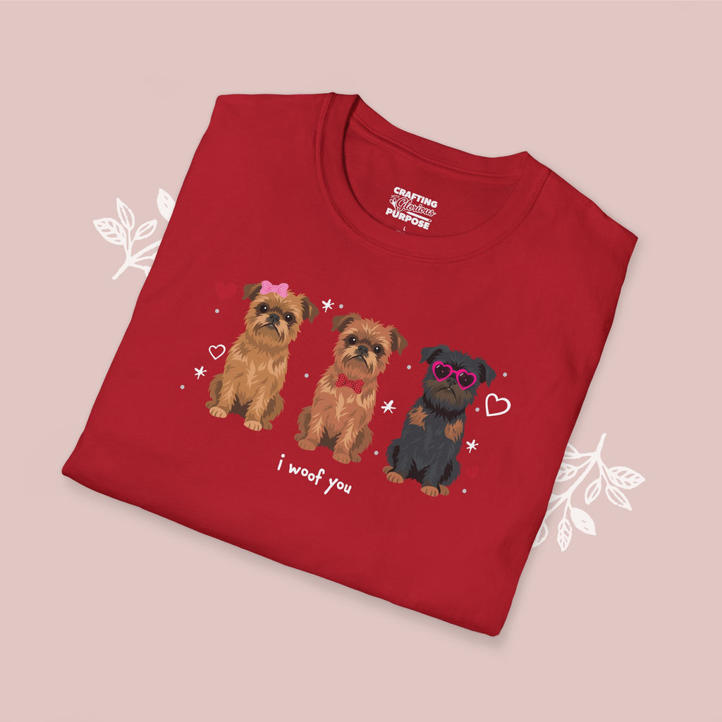 I Woof You Cute Brussels Griffon Trio Dog Tee — Valentine's T-Shirt