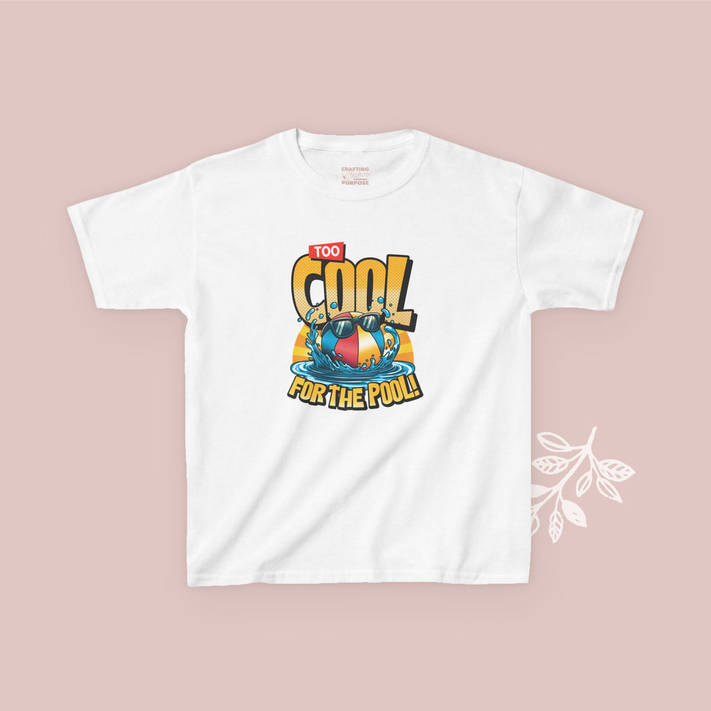 Kids Tee — "Too Cool for the Pool" Retro Pool Float Graphic