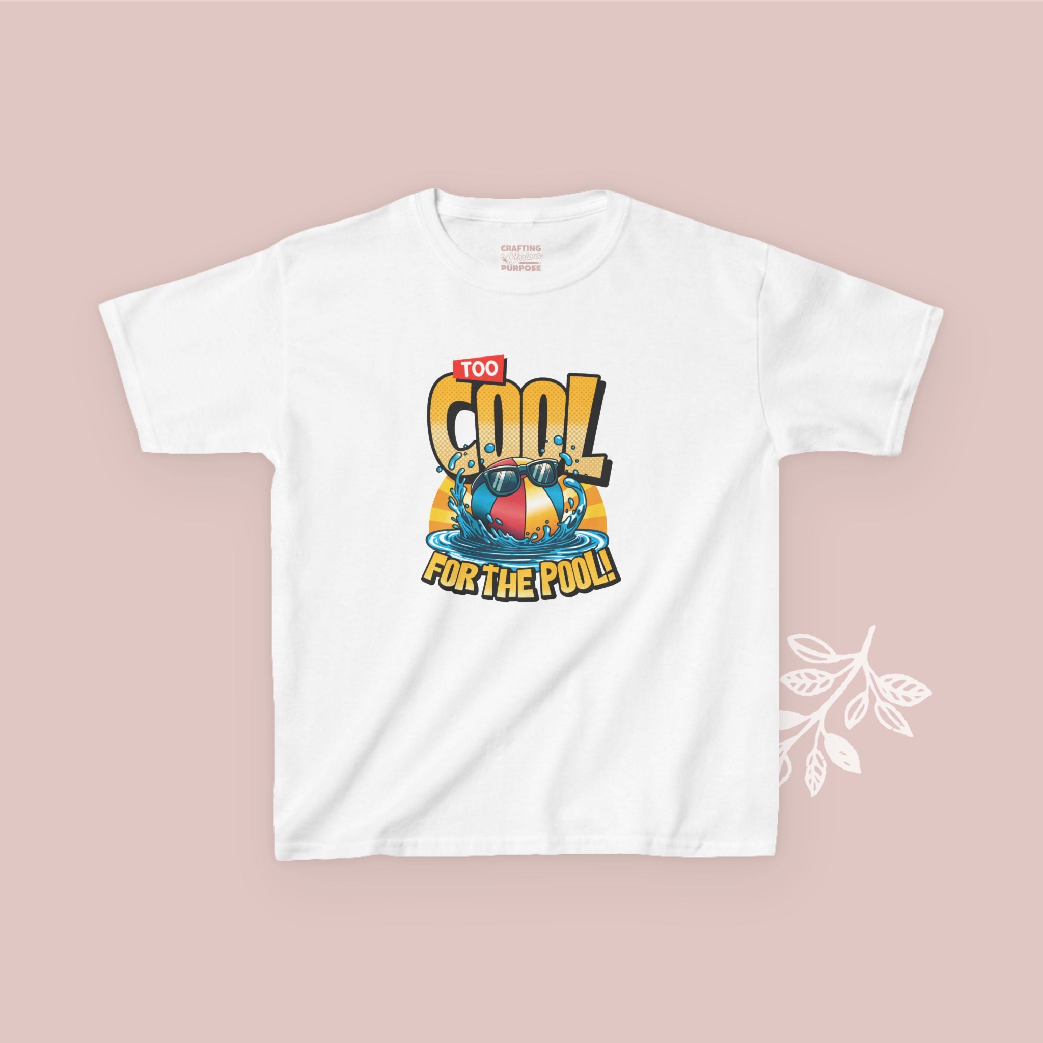 Kids Tee — "Too Cool for the Pool" Retro Pool Float Graphic