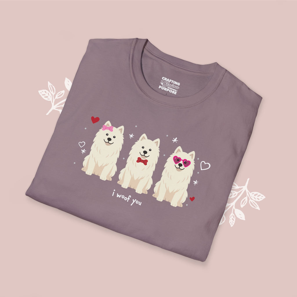 I Woof You Cute Samoyed Trio Dog Tee — Valentine's T-Shirt