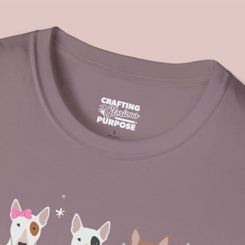 I Woof You Cute Bull Terrier Trio Dog Tee — Valentine's T-Shirt