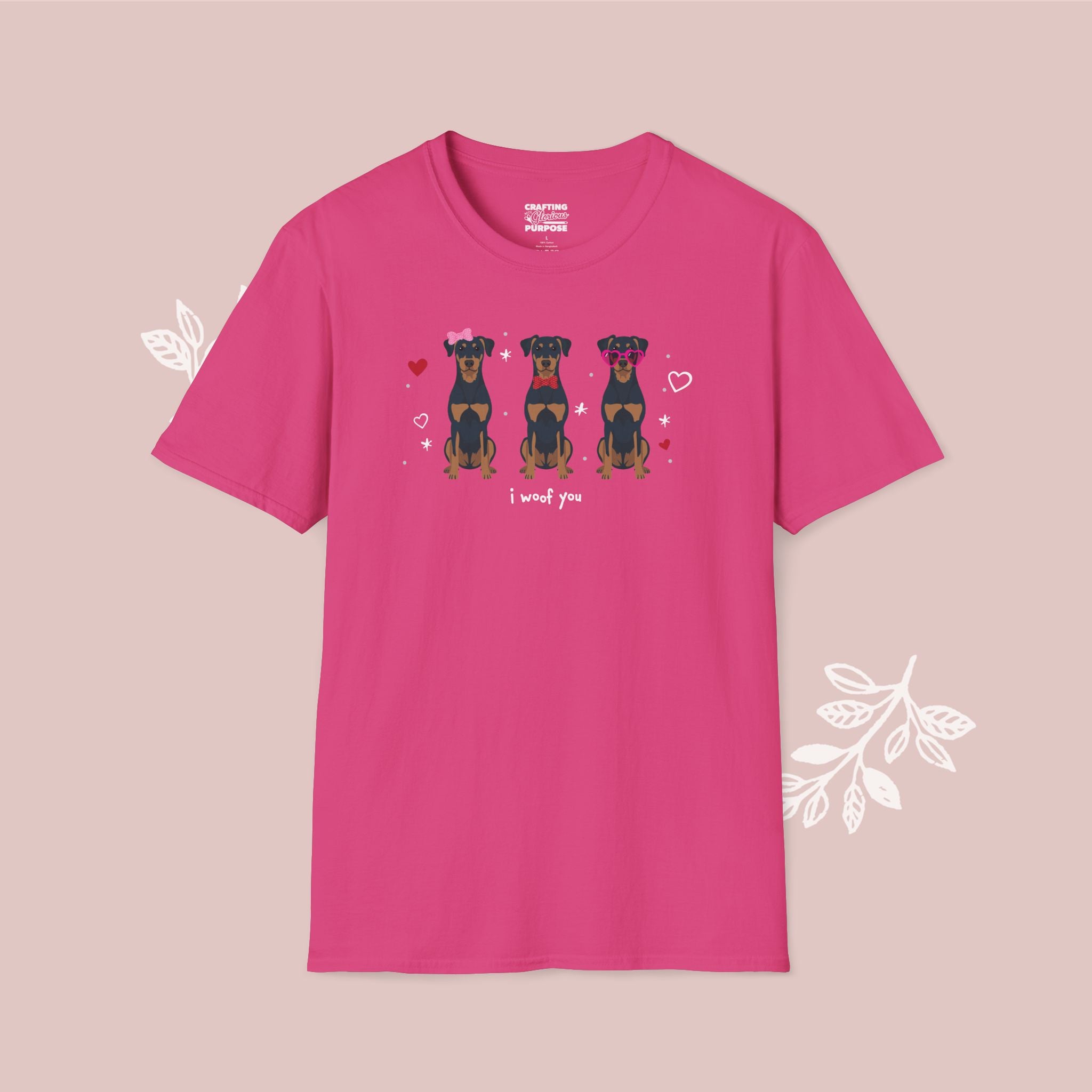 I Woof You Cute Beauceron Trio Dog Tee — Valentine's T-Shirt