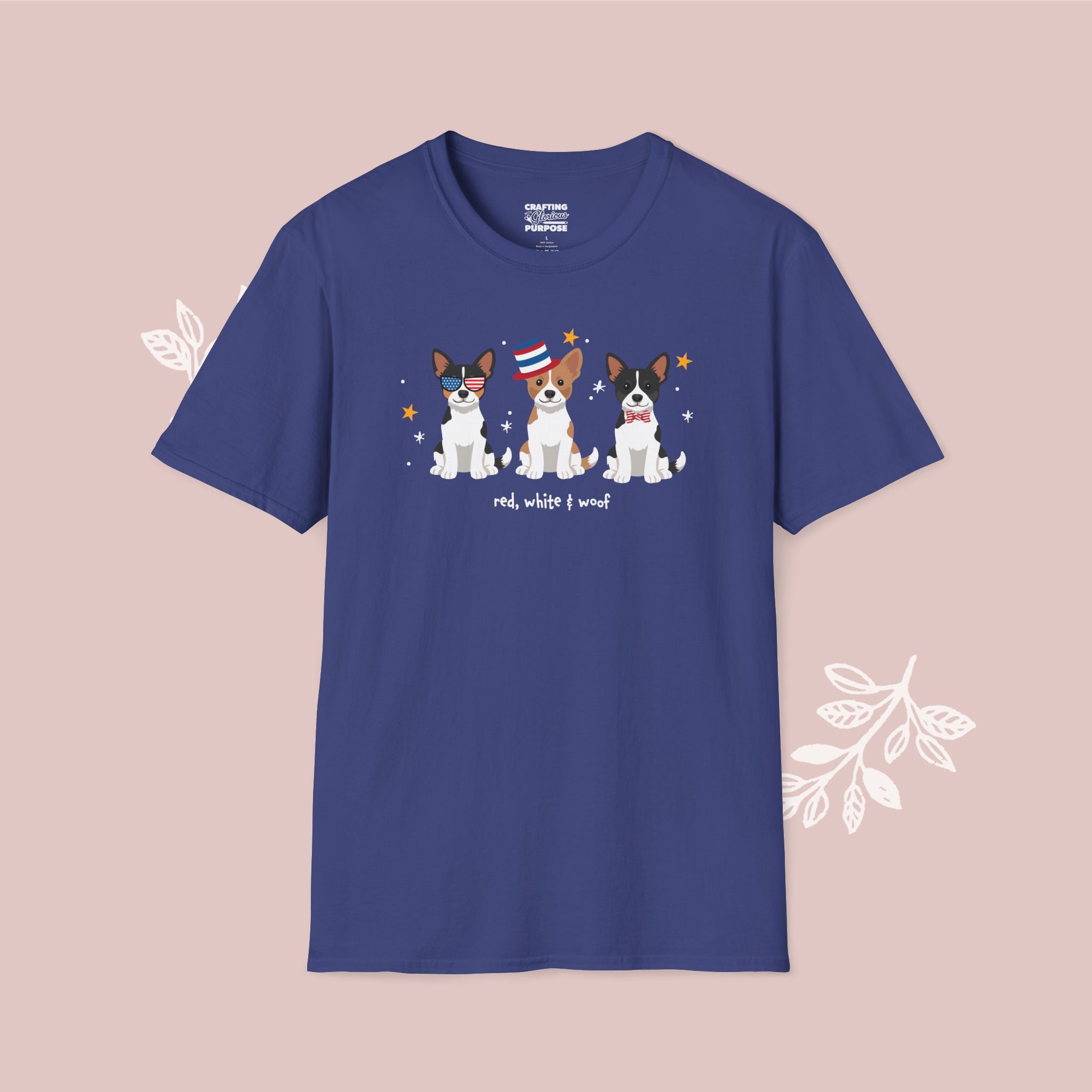 Rat Terrier Patriotic Dog Trio T-Shirt — 'Red, White & Woof' Cute America Graphic Tee