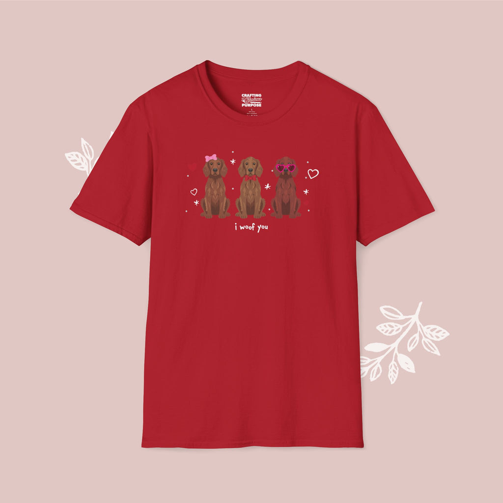 I Woof You Cute Irish Setter Trio Dog Tee — Valentine's T-Shirt