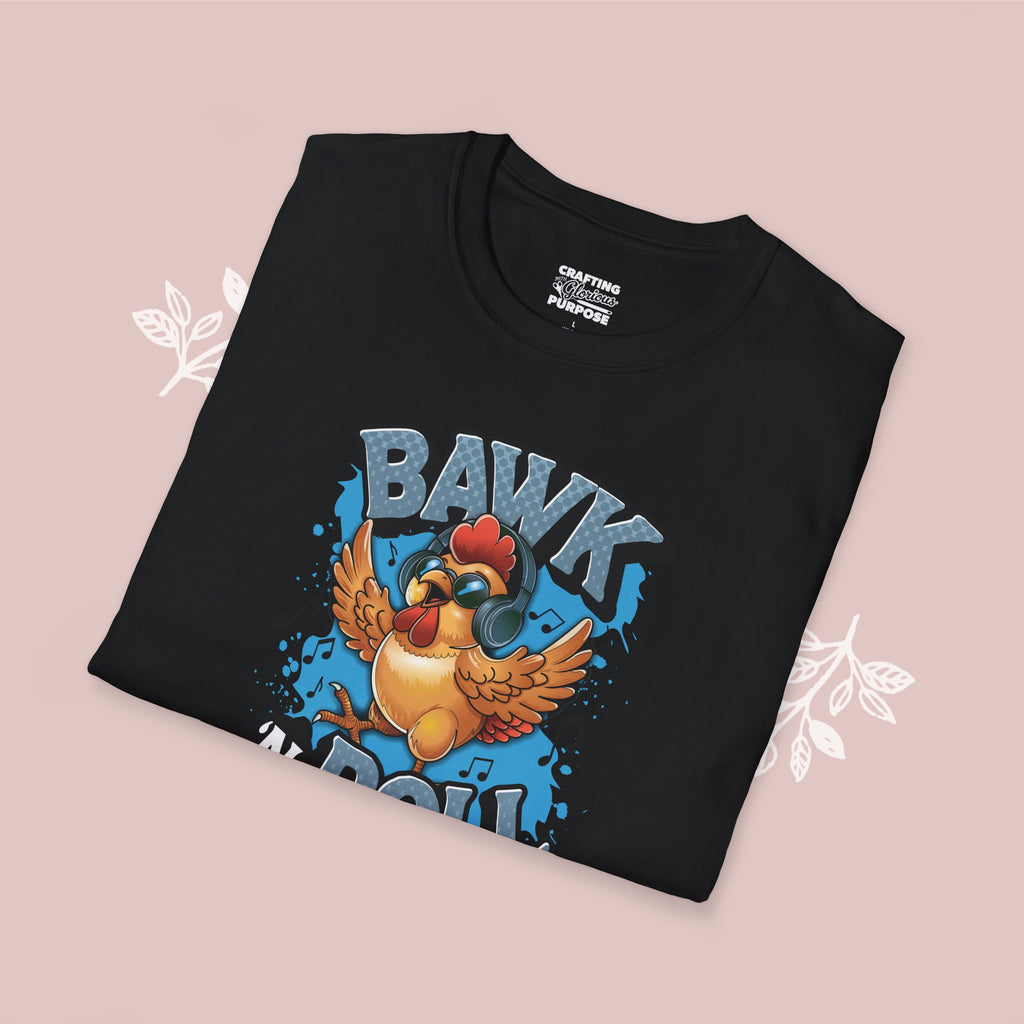 Chicken 'Bawk n' Roll' T-Shirt — Funny Rock 'n' Roll Tee