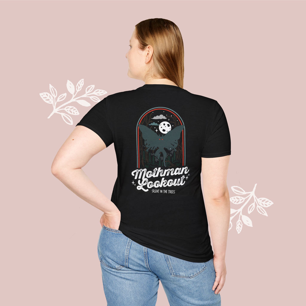 Mothman Lookout — "Mothman Lookout: Silent In The Trees" Retro Graphic T-Shirt