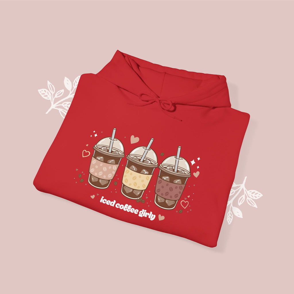 Iced Coffee Girly Unisex Heavy Blend Sweatshirt - Cute Coffee Gift for Her - Comfort Colors Style Pullover