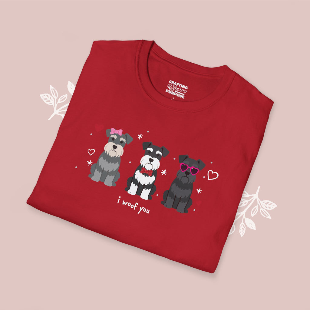 I Woof You Cute Schnauzer Trio Dog Tee — Valentine's T-Shirt