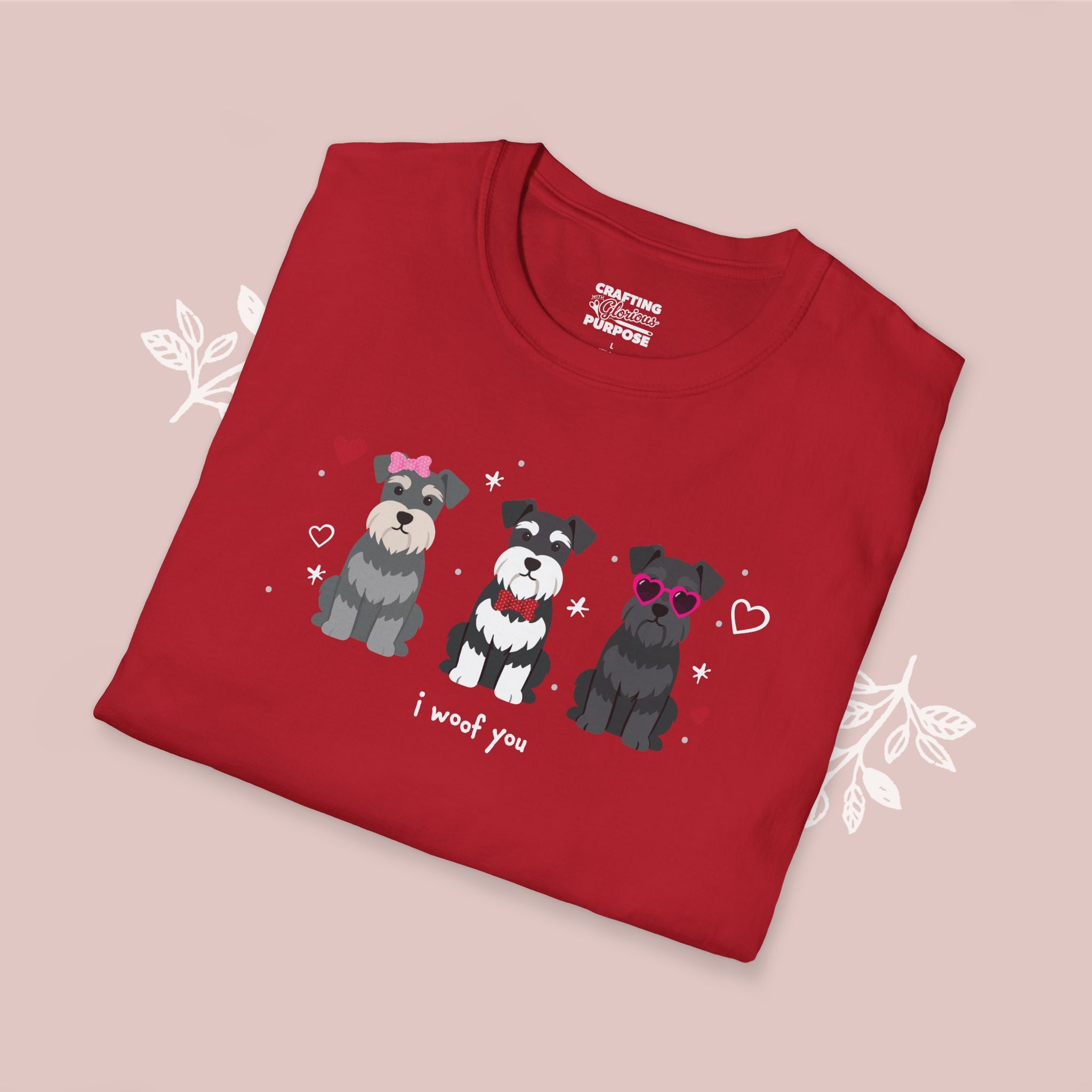 I Woof You Cute Schnauzer Trio Dog Tee — Valentine's T-Shirt