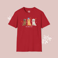 Golden Retriever Patriotic Dog Trio T-Shirt — 'Red, White & Woof' Cute America Graphic Tee